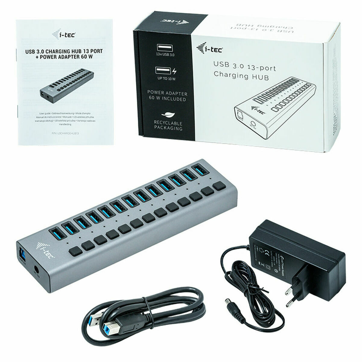 USB Hub i-Tec U3CHARGEHUB13 Γκρι 60 W